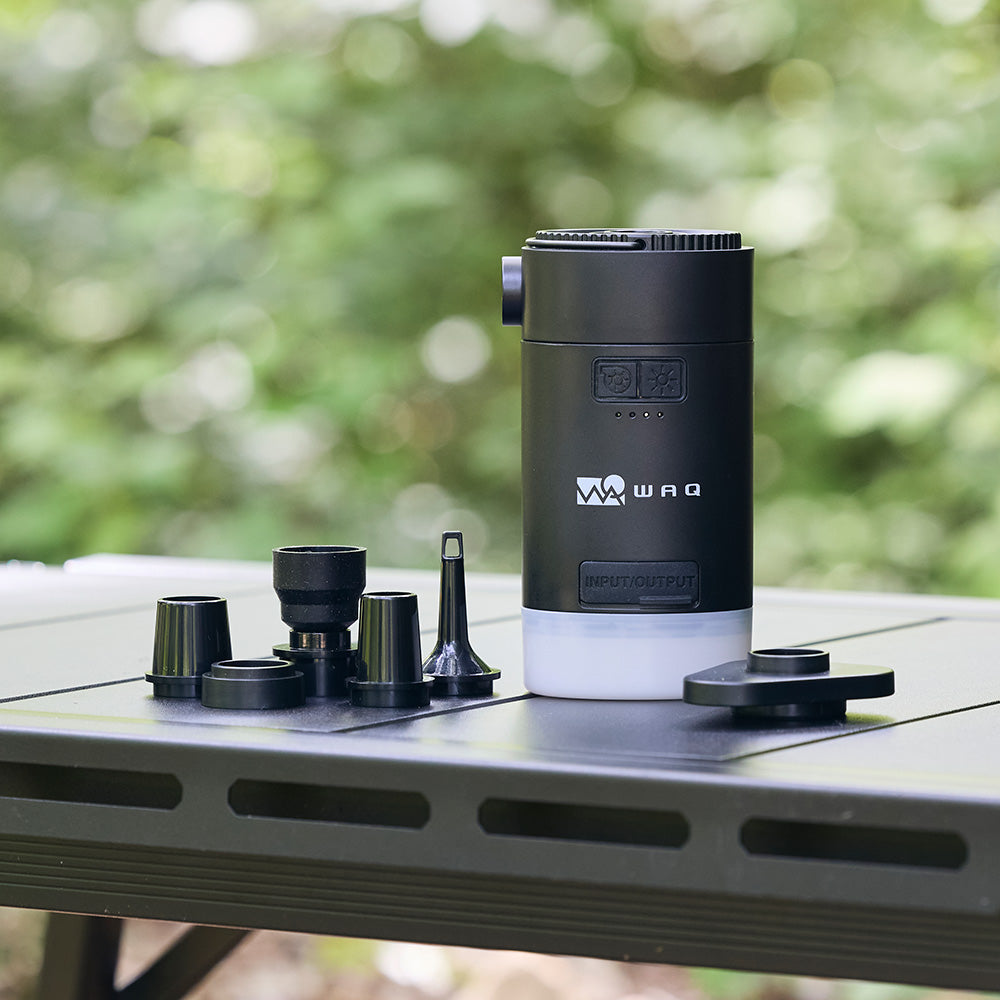 【TAN/OLIVE:通常出荷、BLACK:予約販売11月中旬出荷】 WAQ HighPower Air Pump 最大4.5kpa 空気入れ ランタン機能付き 6種類のアタッチメント【1年保証】