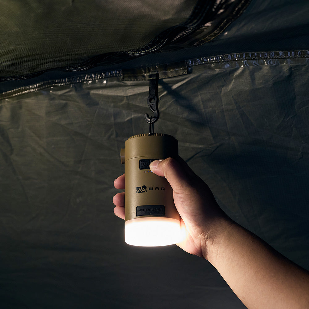【TAN/OLIVE:通常出荷、BLACK:予約販売11月中旬出荷】 WAQ HighPower Air Pump 最大4.5kpa 空気入れ ランタン機能付き 6種類のアタッチメント【1年保証】