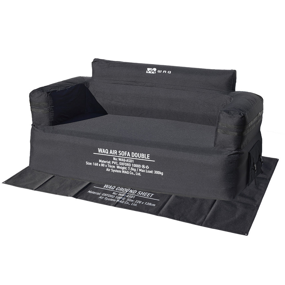 【お得なセット商品】WAQ AIR SOFA+専用グランドシートセット シングル ダブル|エアソファ 1人 2人掛け 電動ポンプ付 【1年保証/送料無料】