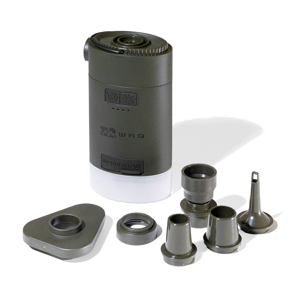 WAQ HighPower Air Pump 最大4.5kpa 空気入れ ランタン機能付き 6種類のアタッチメント【1年保証】