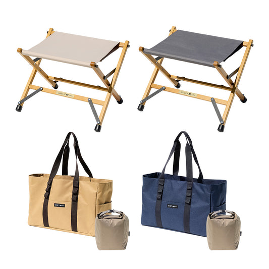 【WAQ x URBAN RESEARCH DOORSコラボ】フォールディングウッドスツール / トート&クーラーバッグ【送料無料・1年保証/在庫限り】