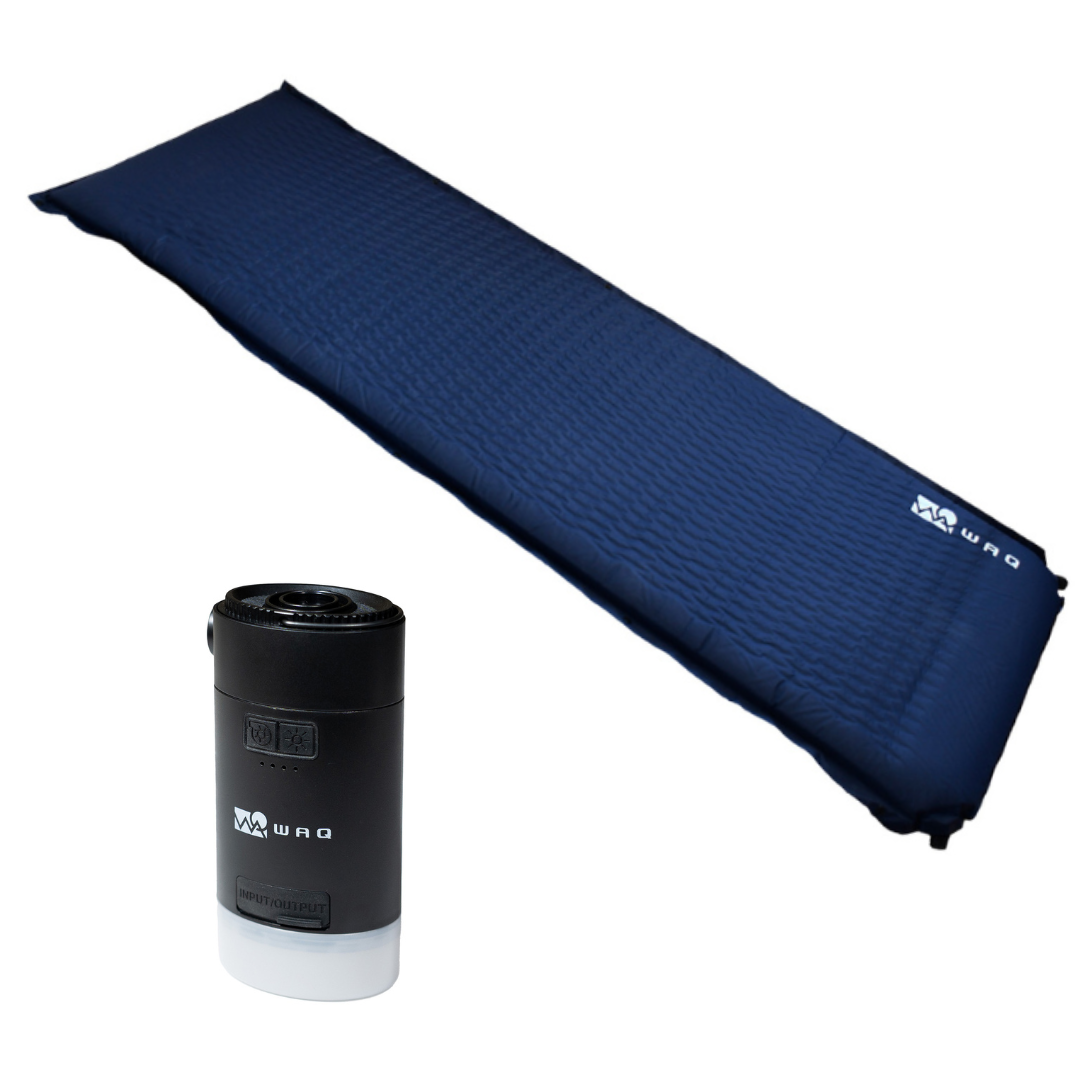 【お得なセット商品】インフレータブルマット8cm+ エアポンプセット WAQ 車中泊 キャンプ用インフレーターマット エアポンプ 最大4.5kpa 空気入れ ランタン機能付き 【送料無料/1年保証】
