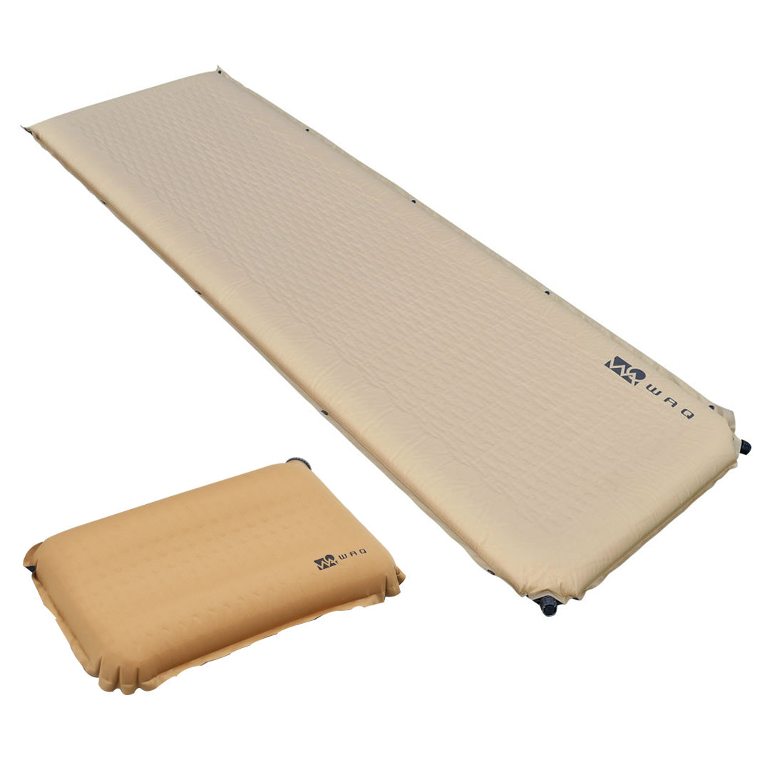 【お得なセット商品】 インフレータブル式マット 8cm & リラクシングピローセット WAQ 車中泊 キャンプ用インフレーターマット【1年保証】
