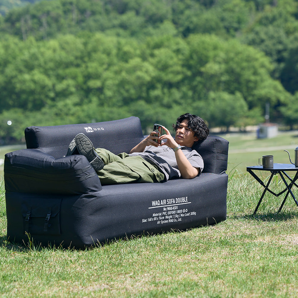 【先着順】 WAQ AIR SOFA シングル/ダブル｜エアソファ 1人 2人掛け 電動ポンプ付 【1年保証/送料無料】
