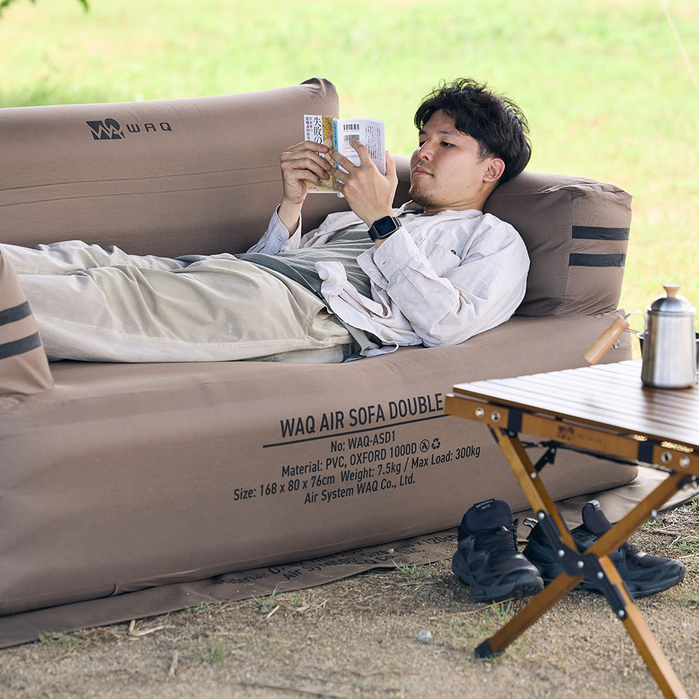 【新製品】【ご予約受付中！10月下旬出荷予定】 WAQ AIR SOFA ダブル｜エアソファ 2人掛け 電動ポンプ付 【1年保証/送料無料】