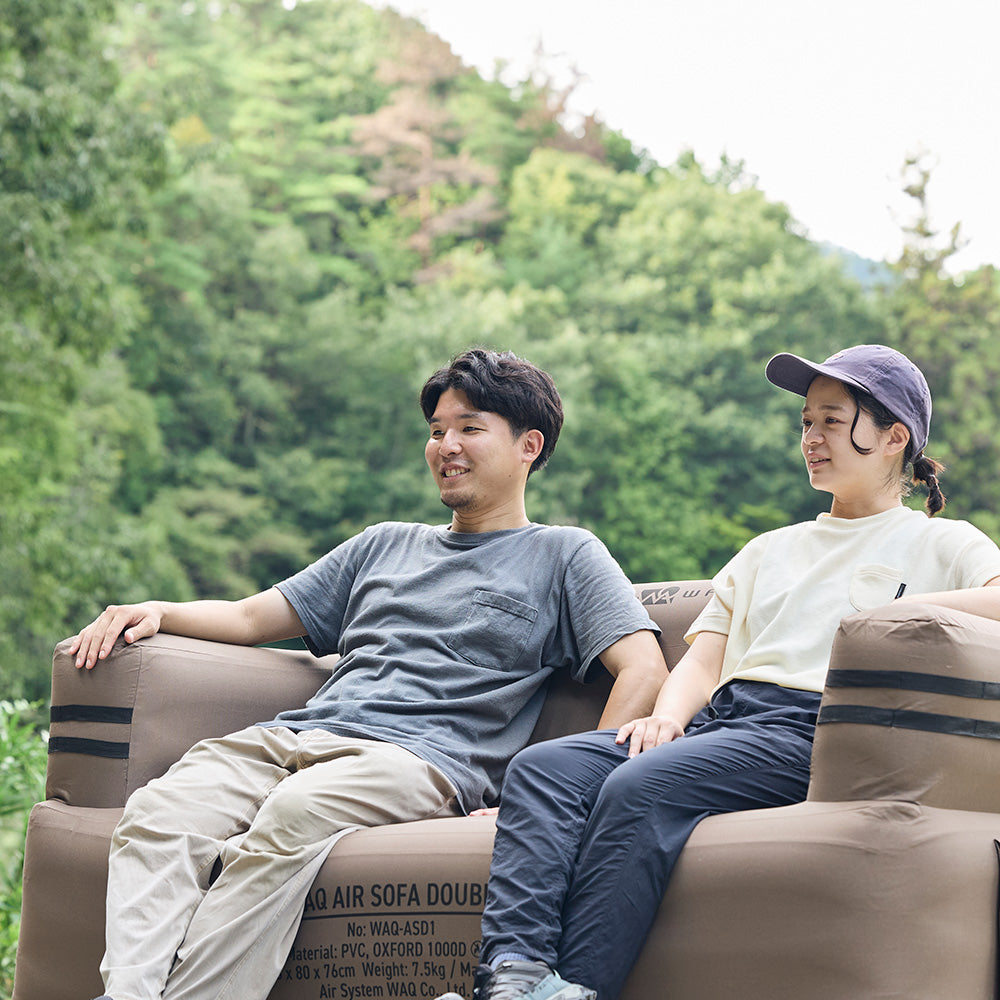 【新製品】【ご予約受付中！10月下旬出荷予定】 WAQ AIR SOFA ダブル｜エアソファ 2人掛け 電動ポンプ付 【1年保証/送料無料】