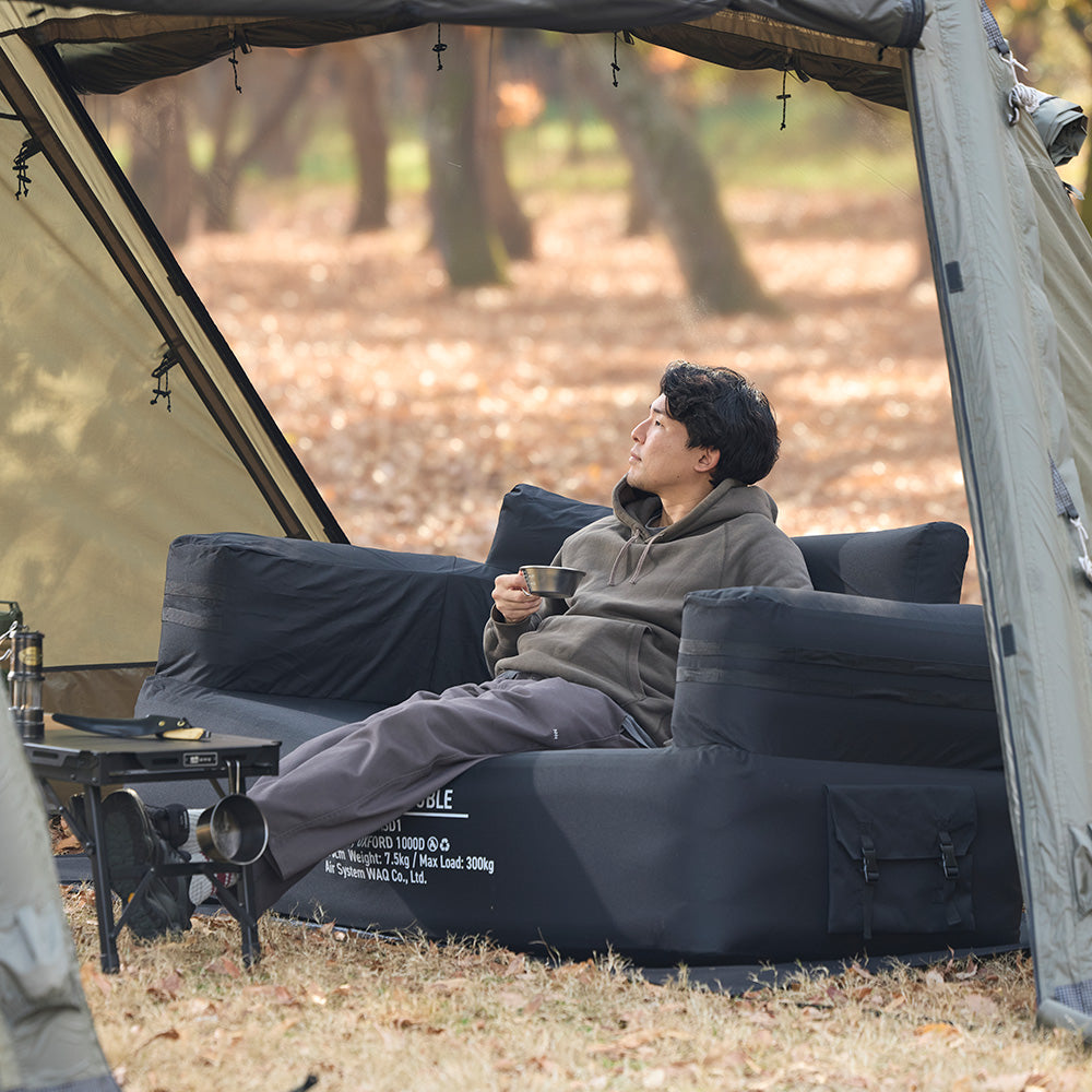 【ご予約受付中！】 WAQ AIR SOFA ダブル｜エアソファ 2人掛け 電動ポンプ付 【1年保証/送料無料】