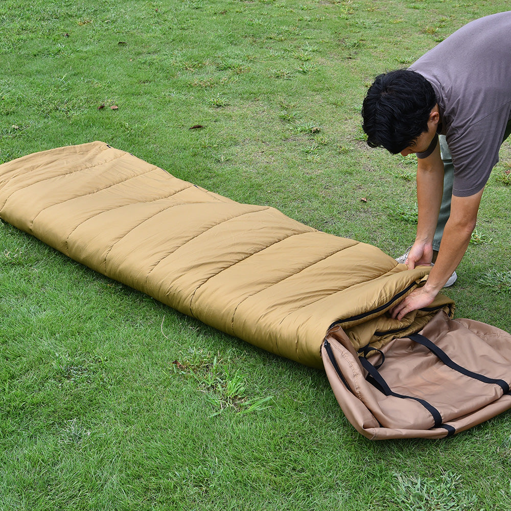 WAQ DD SLEEPINGBAG ソロ 両開きタイプ寝袋 3シーズン使用可能 快適使用温度0℃【1年保証】