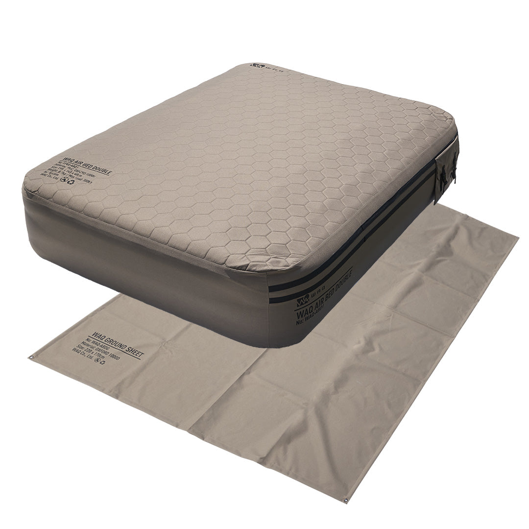 【先着順/お得なセット商品】WAQ AIR BED+専用グランドシートセット シングル/ダブル｜アウトドア・キャンプ・来客用にも最適 【送料無料/1年保証】
