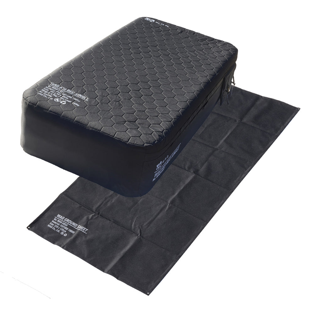 【先着順/お得なセット商品】WAQ AIR BED+専用グランドシートセット シングル/ダブル｜アウトドア・キャンプ・来客用にも最適 【送料無料/1年保証】