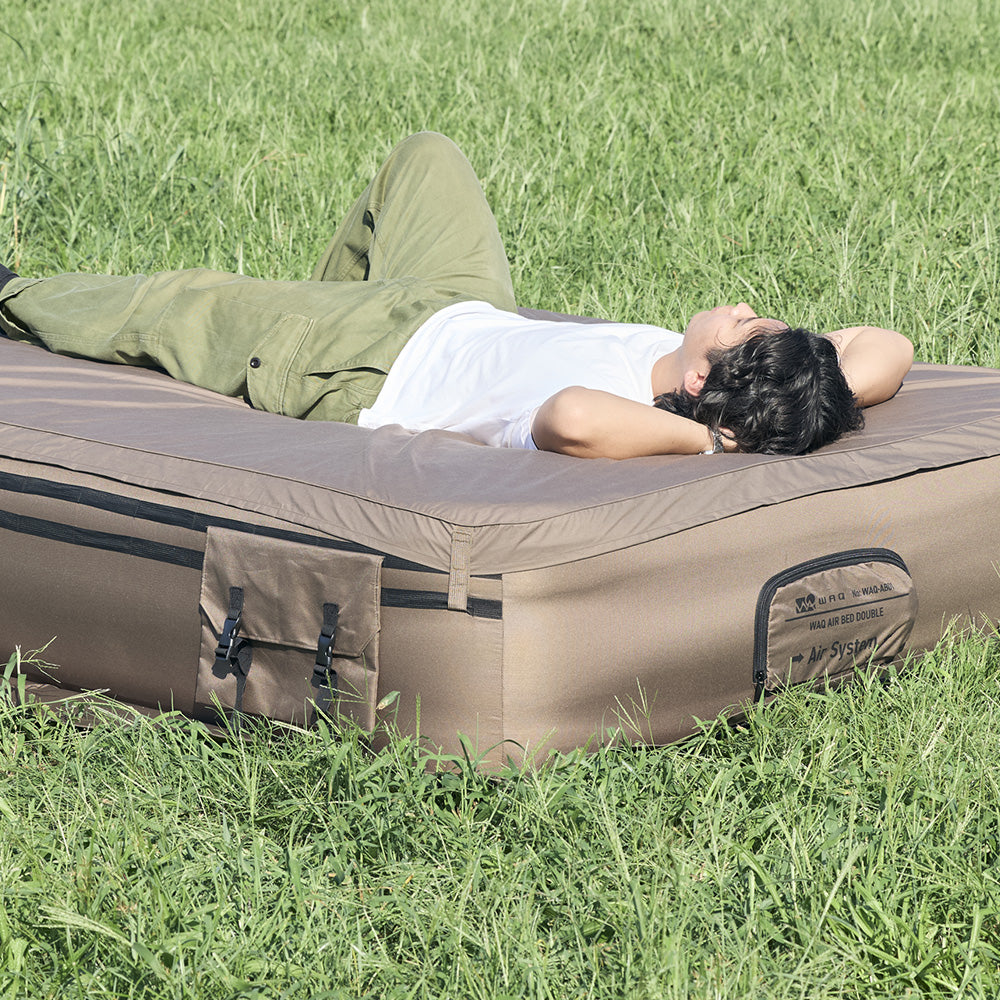 【ご予約受付中！お得なセット】WAQ AIR BED+専用シーツセット シングル/ダブル アウトドア・キャンプ・来客用にも最適 【送料無料/1年保証】