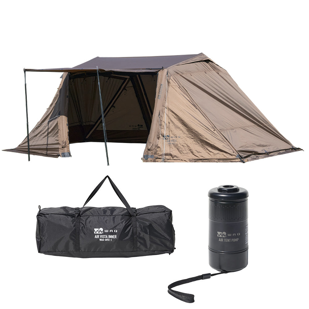 【お得な3点セット】WAQ AIR VISTA＋専用インナーテント＋AIR TENT PUMP 大型エアテント 電動ポンプ付き 単品購入よりお得【送料無料 / 1年保証】