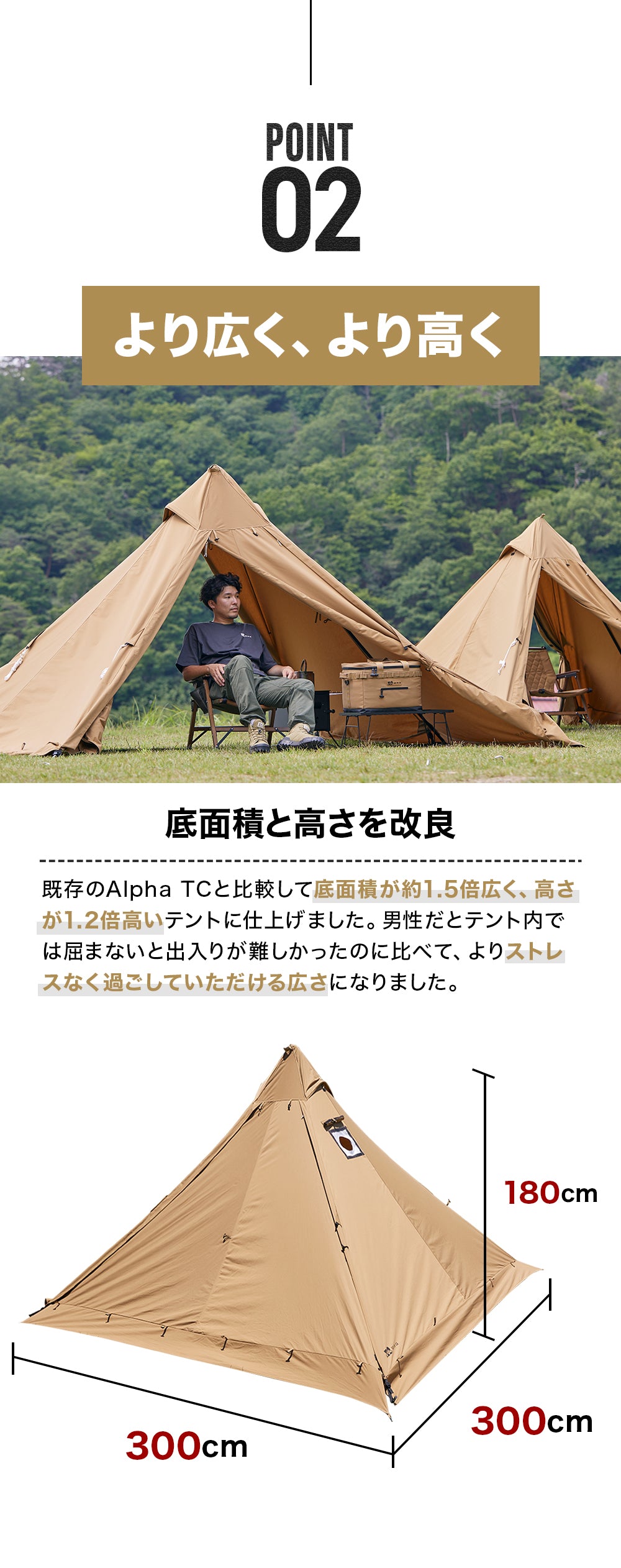 WAQ Alpha TC Solo DX ソロ用テント デュオ用テント 1-2人用 ソロテント シェルター ティピテント 冬キャンプ 煙突穴付き