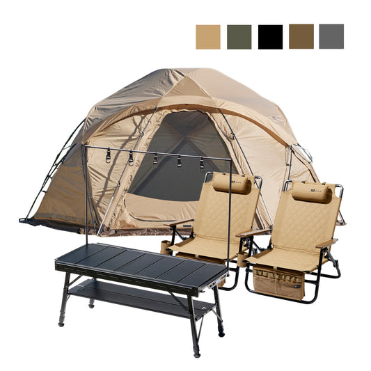 【特別セット】くつろぎリビングセット (Paramount Dome/MULTI IRON TABLE/Reclining Low Chair2個セット) 【1年保証/送料無料】