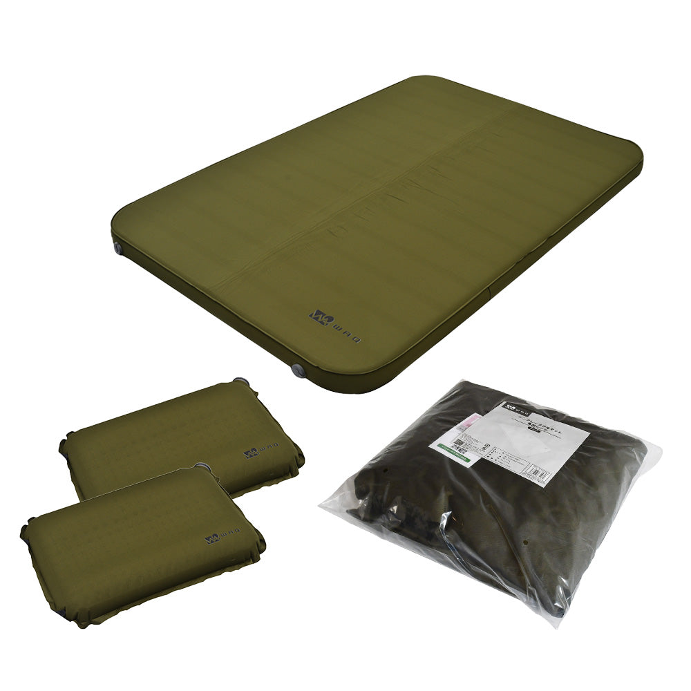 【特別セット】Relaxing Camp Mat ダブル 快眠セット (Relaxing Camp Mat 10cmダブルサイズ/専用シーツ/ピロー2個セット) 単品購入よりお得 【1年保証/送料無料/在庫限り】