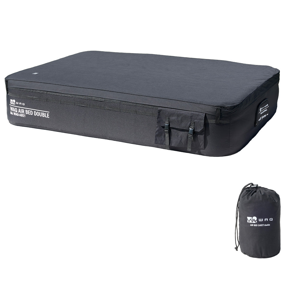 【ご予約受付中！お得なセット】WAQ AIR BED+専用シーツセット シングル/ダブル アウトドア・キャンプ・来客用にも最適 【送料無料/1年保証】