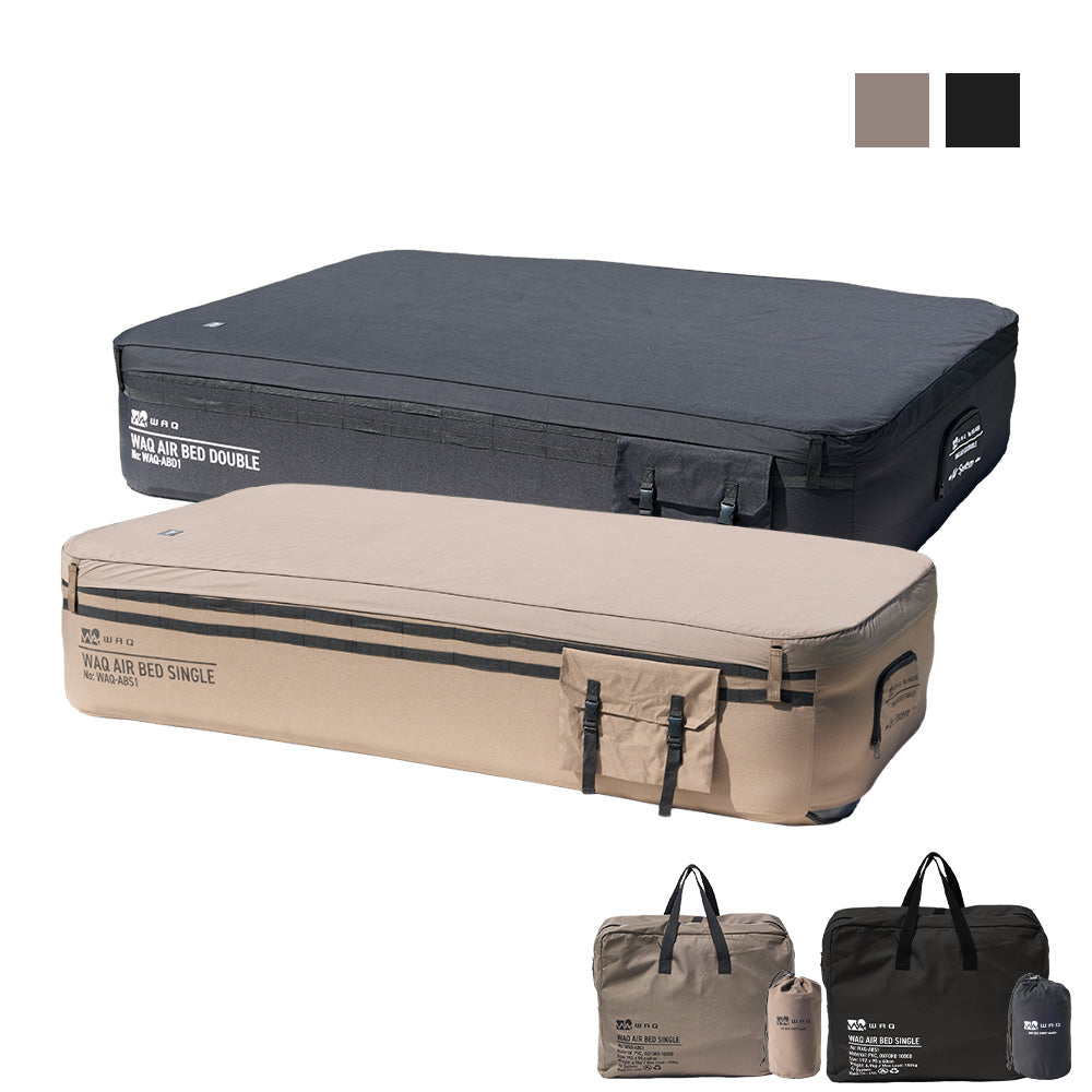 【ご予約受付中！お得なセット】WAQ AIR BED+専用シーツセット シングル/ダブル アウトドア・キャンプ・来客用にも最適 【送料無料/1年保証】