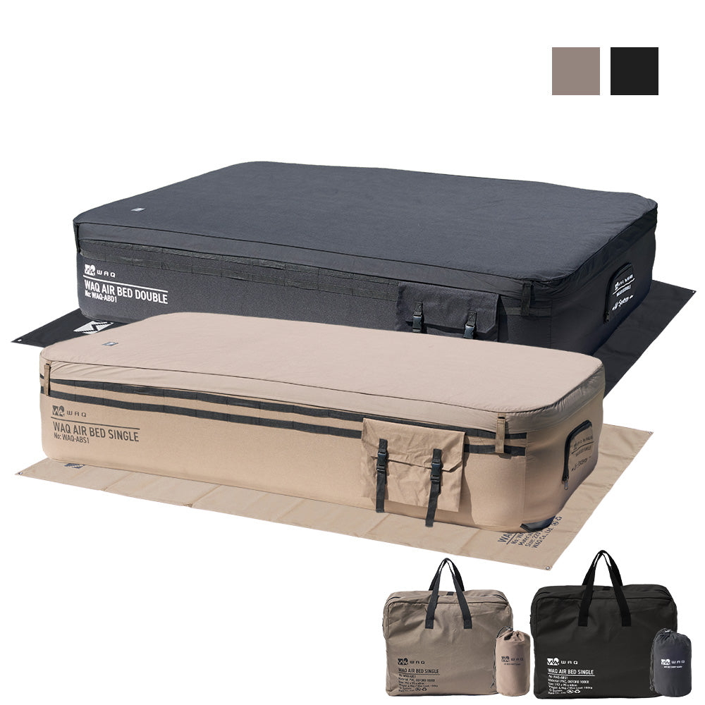 【ご予約受付中！お得な3点セット】WAQ AIR BED＋専用グランドシート＋洗える専用シーツ 電動ポンプ内蔵 エアーベッド シングル/ダブル【送料無料/1年保証】