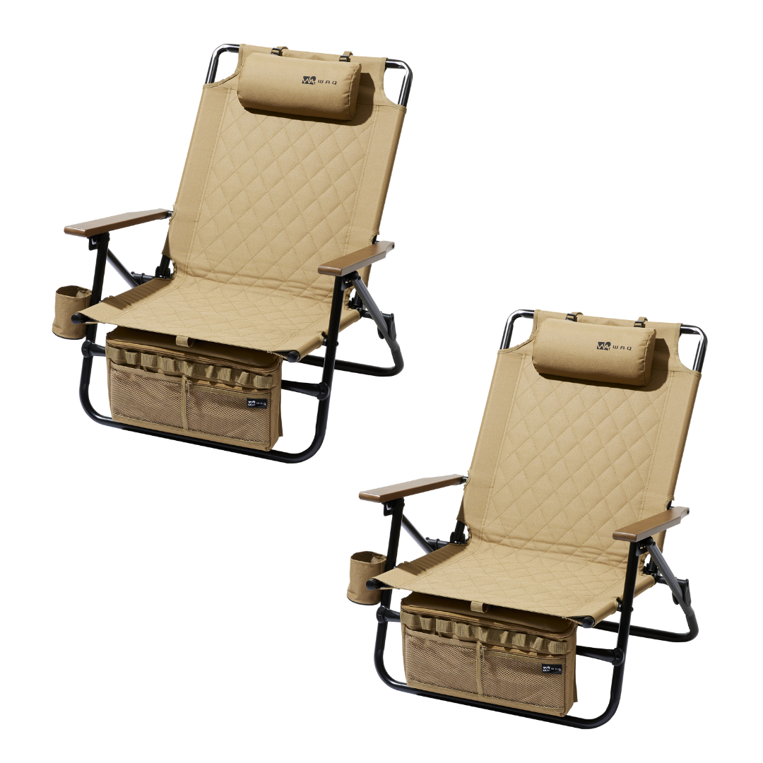 【お得な2個セット】WAQ Reclining Low Chair リクライニングローチェア 【送料無料/1年保証】