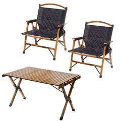WAQ Folding Wood Chair ＆ Tableセット[チェア2個] ウッドチェア