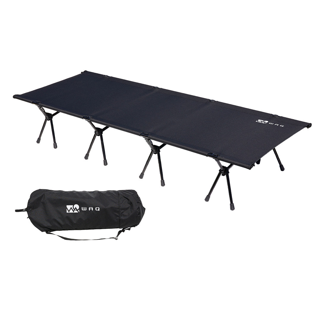 [1]WAQ 2WAY WIDE COT ワイドコット　BLACKアウトドア寝具